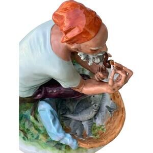 Capodimonte Fisherman Sculpture very RARE with match to light his PIPE
